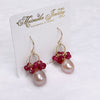 Earrings KIRA - pink Edison pearl & ruby (E616)