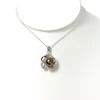 CZ plumeria pendant necklace - Tahitian pearl (N330)