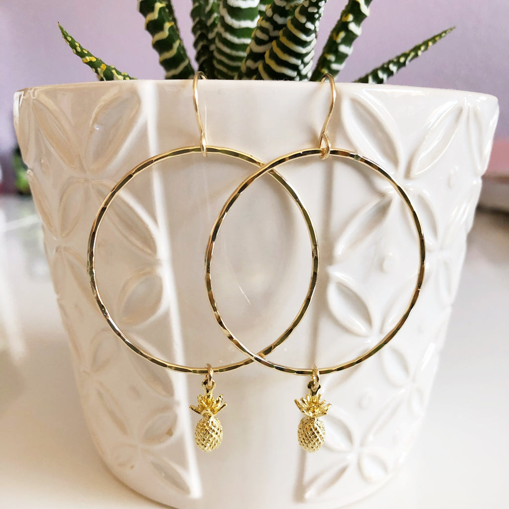 Pineapple hoop earrings (E456)