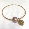 Monstera bangle - pink Edison pearl (B533)