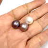 Necklace Kristi - purple, pink & white Edison pearls (N375)