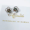 CZ Plumeria stud earrings- tahitian pearls (E568)