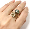 Small plumeria ring - Tahitian pearl (R207)