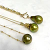 Necklace ARIELLA - pistachio Tahitian pearl (N386)