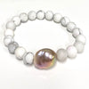 Edison pearl and gemstone stretchy bracelet (B538)