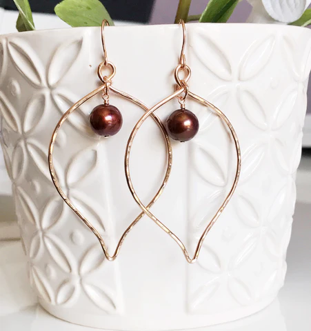 Earrings Riki - chocolate pearl (E223)