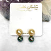 Double Momi studs earrings - gold south sea & Tahitian pearls