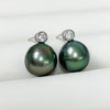 CZ Tahitian pearls stud earrings (E571)