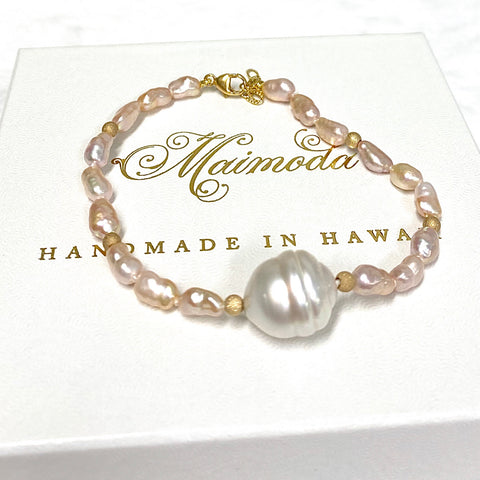 Bracelet MAYRA - keshi & white south sea pearls