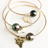 Oahu charm bangle - tahitian pearl (B383)