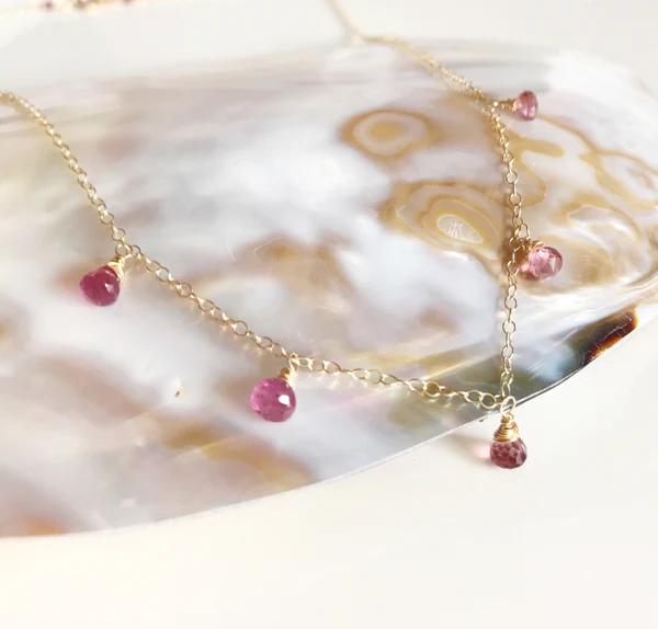 Necklace IVANNA - pink topaz (N252)