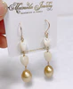 Pikake dangle earrings - gold south sea pearls (E615)