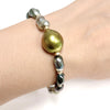 Bracelet Mayra - pistachio & large keshi Tahitian pearls (B507)