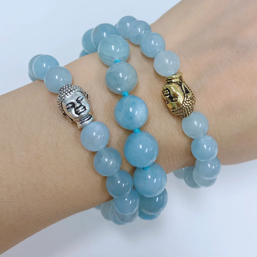 Gemstone stretchy bracelet - Buddha charm (B547)