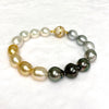 Bracelet Alma - gold south sea, Tahitian & white Edison pearls