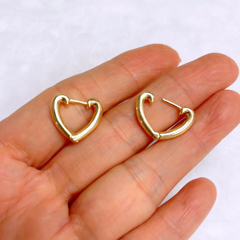 Heart shaped huggie hoops