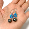 Opal plumeria and Tahitian pearls earrings (E573)