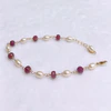 Bracelet GILLIA - mystic pink sapphire & keshi pearls (B562)