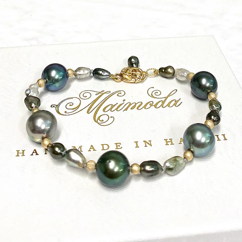 Bracelet ERIS - keshi & round Tahitian pearl (B506)