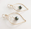 Earrings YURI - tahitian pearl & herkimer diamond (E508)