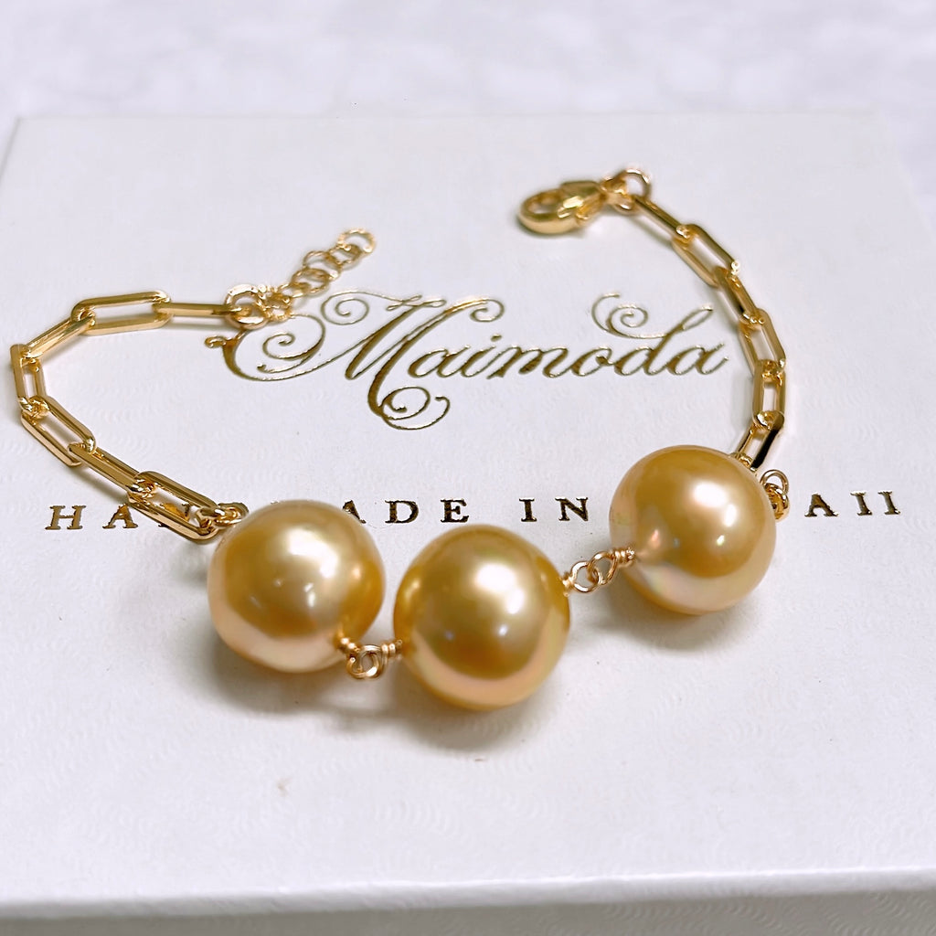 Bracelet LYLIA - golden south sea pearl (B571)