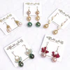 Earrings KIRA - pink Edison pearl & ruby (E616)