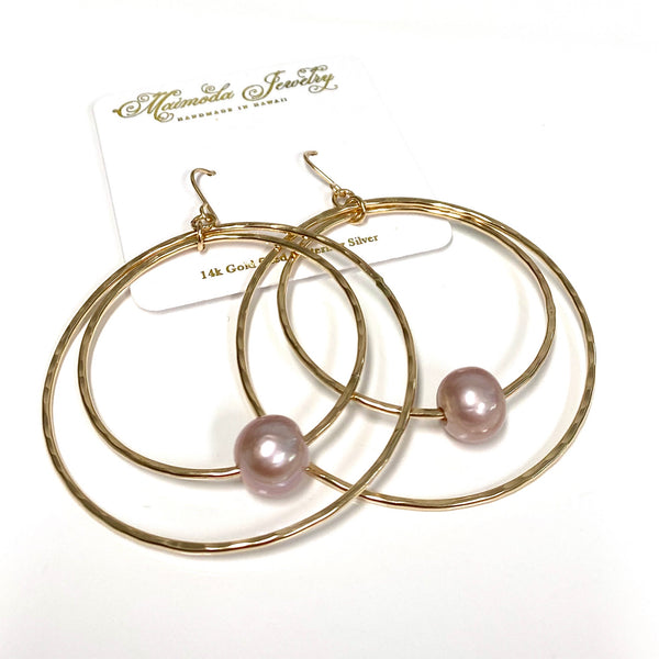 Earrings MOMILANI - pink Edison pearls (E588)