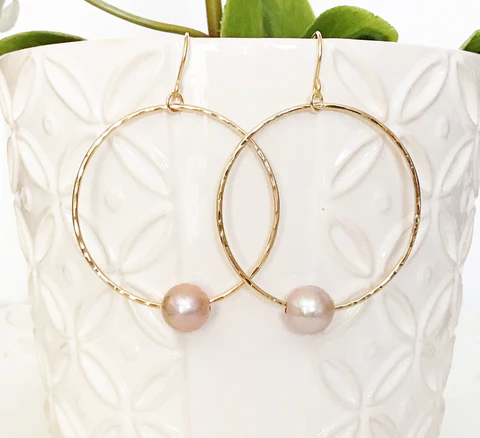 Earrings Sirena - pink pearls (E323)