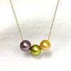 Necklace KRISTI - pistachio Tahitian, gold south sea & Edison pearl (N371)