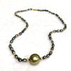 Necklace TARA - keshi & pistachio Tahitian pearl