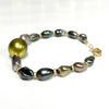 Bracelet Mayra - pistachio & large keshi Tahitian pearls (B507)