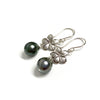 Plumeria dangle earrings - tahitian pearls (E515)