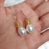 Pineapple pearl dangle - white pearls (E563)