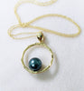 Bamboo pendant necklace - tahitian pearl (N324)