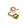 Plumeria bypass ring - pink Edison pearl (R213)