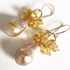 Baroque Edison pearl earrings - citrine (E518)