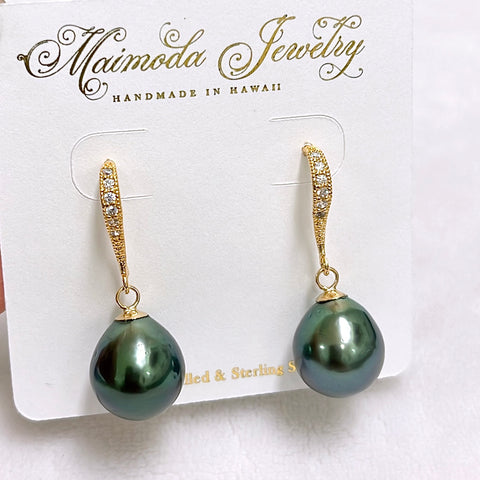 Earrings CASI - 11mm Tahitian pearls