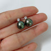 CZ Tahitian pearls stud earrings (E571)