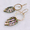 Earrings Willa - abalone shell monstera (E632)