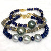 Bracelet LELA - silver Tahitian pearls & labradorite (B487)
