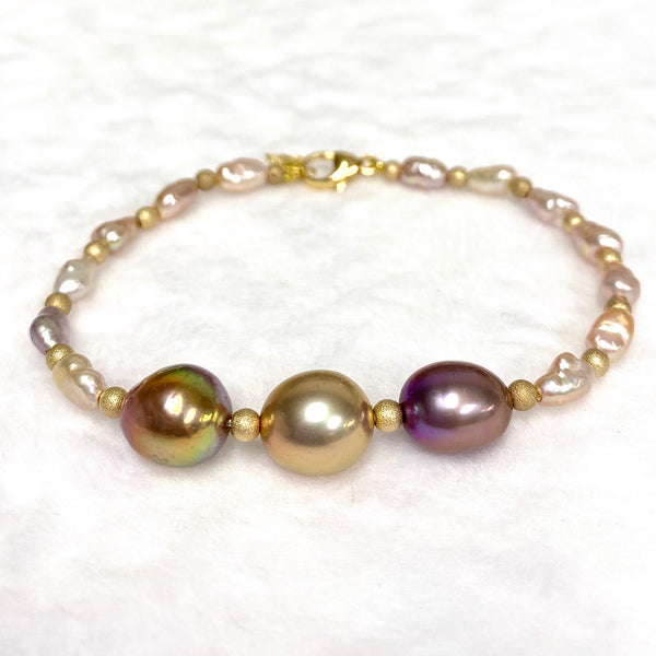 Bracelet Mayra - triple Edison pearls (B498)