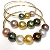 Bangle PAIGE - 11-12mm gold south sea , pink Edison and Tahitian pearl (B460)