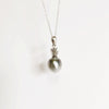 Pineapple pearl necklace - silver tahitian pearl (N308)