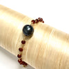 Necklace Maili - Tahitian pearl & garnet (B444)