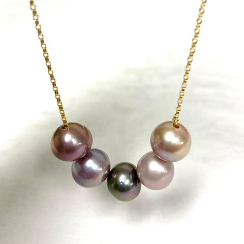 Necklace AURA - lavender Edison and Tahitian pearls (N366)