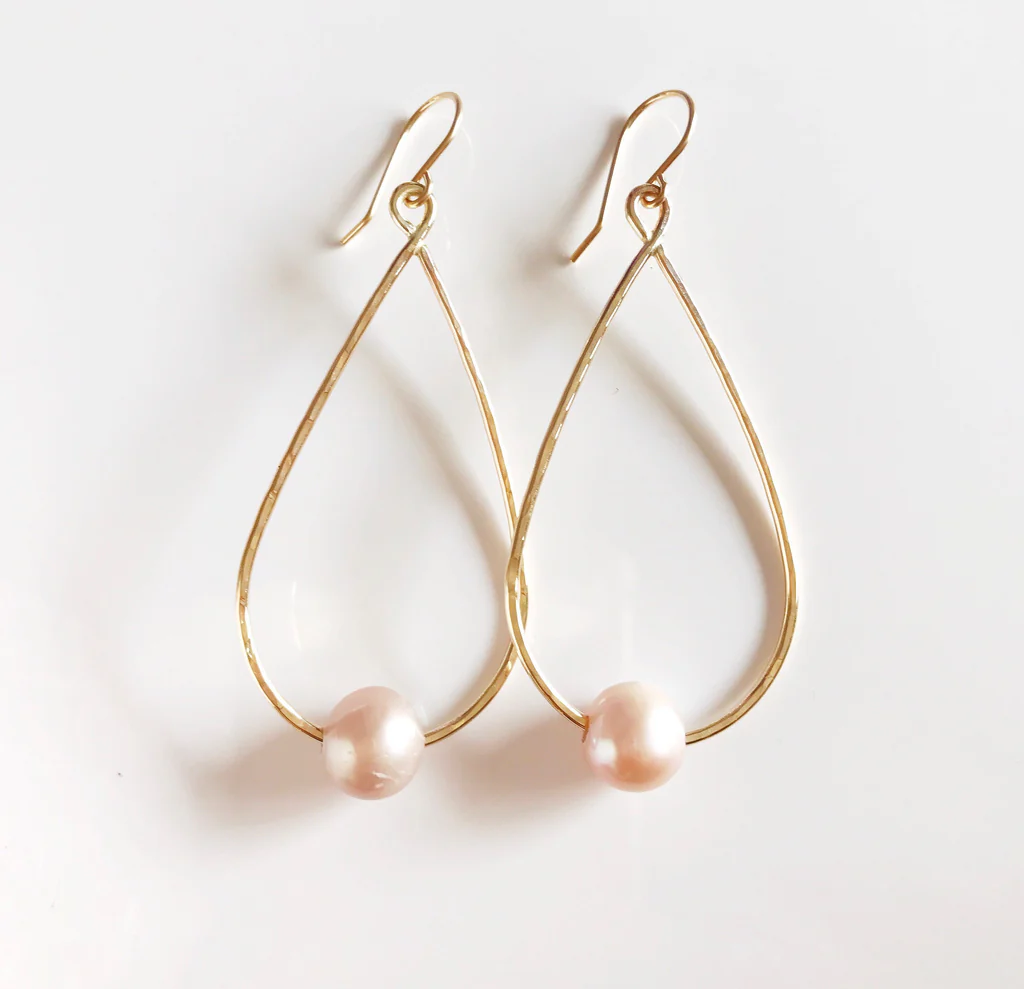 Earrings Ethel - pink Edison pearls (E395)