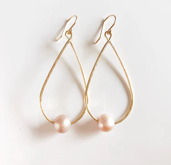 Earrings Ethel - pink Edison pearls (E395)