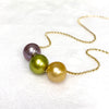 Necklace KRISTI - pistachio Tahitian, gold south sea & Edison pearl (N371)