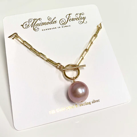 Necklace ARIELLA - pink Edison pearl (N336)