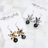 Orchid earrings - 5 petals with tahitian pearls (E514)